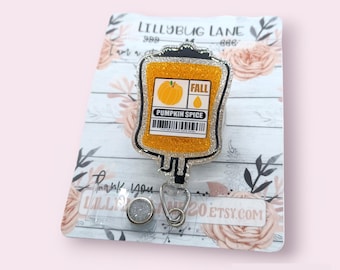 Bobine de badge citrouille épicée, porte-badge d'identification intraveineux goutte à goutte, tirette pour badge d'automne