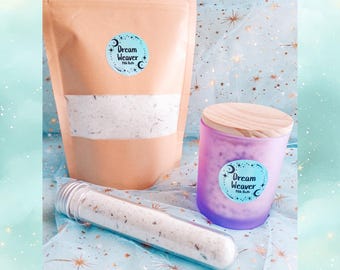 Bain de lait de coco Dream Weaver • Bain relaxant à la lavande et à la camomille, enrichi en huile d'avoine hydratante et en sels de la mer Morte, un cadeau bien-être de luxe
