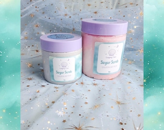 Gommage corporel au sucre | Gommage au sucre émulsionné | Rituel de soin bien-être | Exfoliant hydratant et végan | Coffret bain et corps parfumé / 120 ml / 240 ml