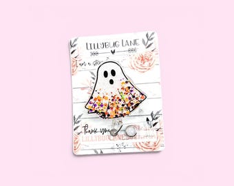 Porte-badge fantôme à paillettes, porte-badge d'Halloween, cadeau pour infirmière diplômée à paillettes multicolores, badge rétractable pour la saison des frissons