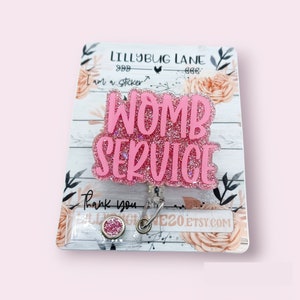 Pink Womb Service Badge Reel, Labor and Delivery Nurse Gift, OBGYN Badge Holder