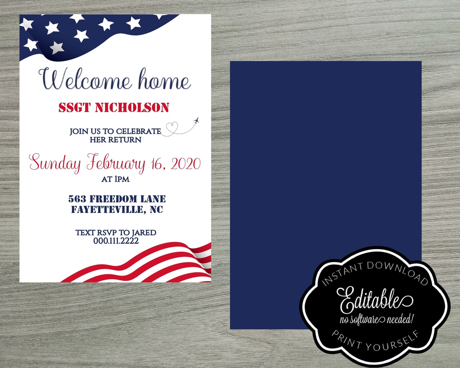 Military Welcome Home Invitation Template Instant Download | Etsy