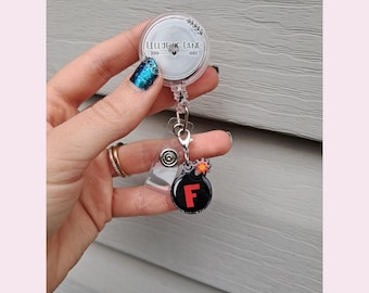 F-Bomb Badge Reel Charm, Funny Nurse Gift, ER Tech Badge