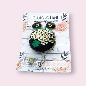 St. Patrick's Day Badge Reel, Leprechaun ID Holder, Pot Of Gold Badge Reel