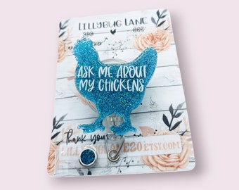 Bobine de badge rétractable poulet, porte-carte d'identité RN, carte-clé d'infirmière à paillettes pour animaux de la ferme, cadeau médical
