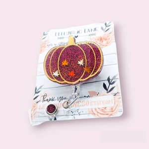Pumpkin Retractable Badge Reel, Fall Nurse Gear, Medical ID Holder, Medical Gift