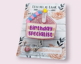Birthday Specialist Badge Reel, Labor Nurse Gift, Midwife ID Holder