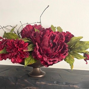 Unique Faux Arrangement in Elegant Vase, Stunning Floral Centerpiece for Table, Premium Home Decor, Luxury Fake Flowers for Mothers Day