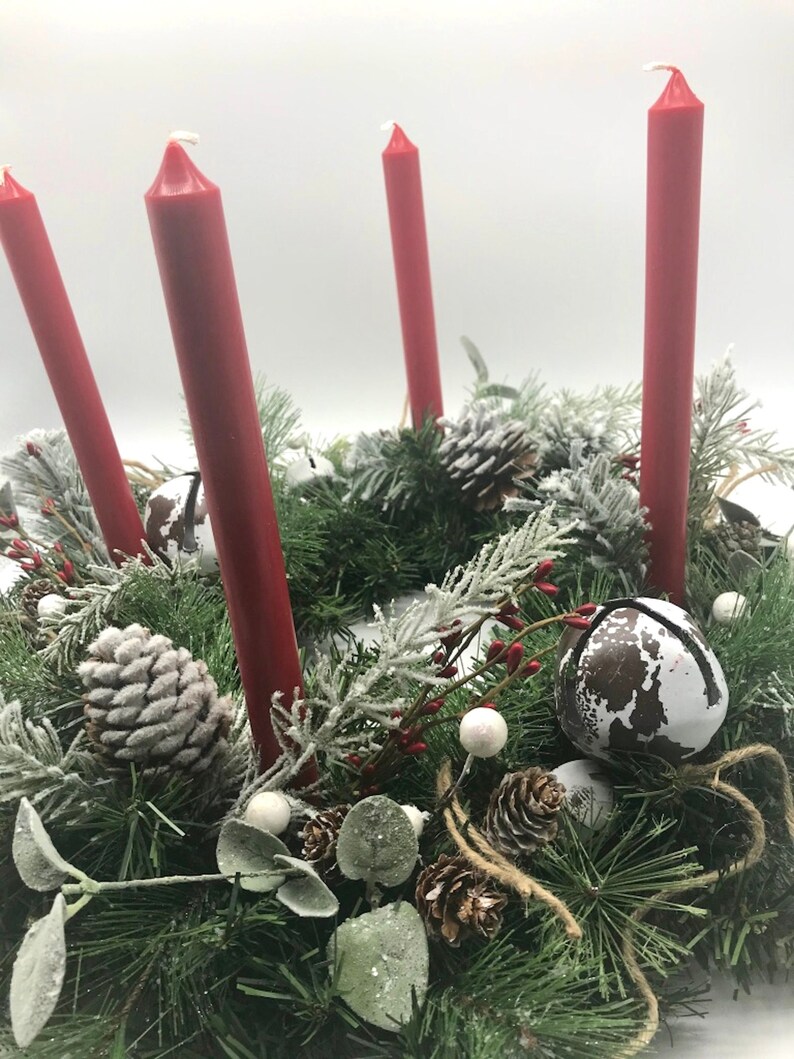 Advent Wreath Candle Holder Christmas Farmhouse Wreath for Etsy