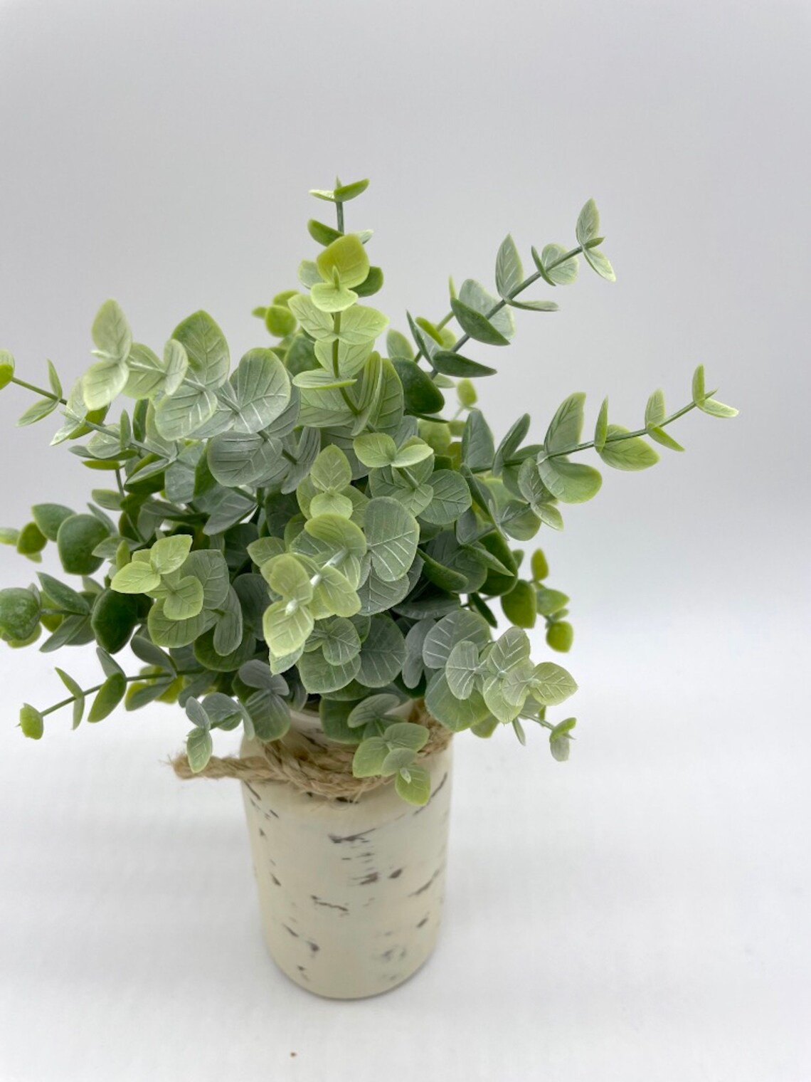 Eucalyptus Arrangement in Distressed Glass Vase Fake Plant Etsy