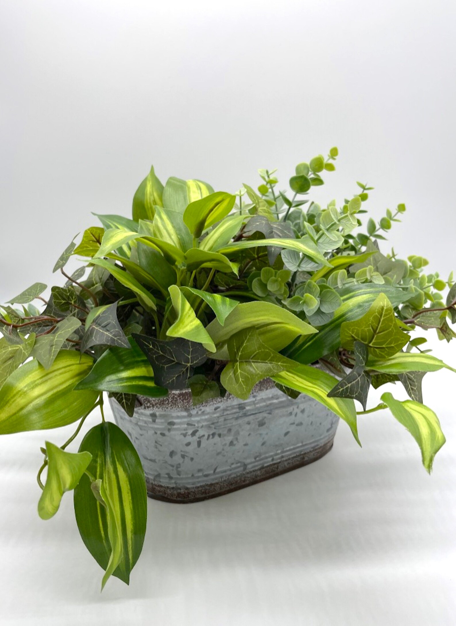 Fake Plants Galvanized Planter Farmhouse Greenery Metal Pot Etsy