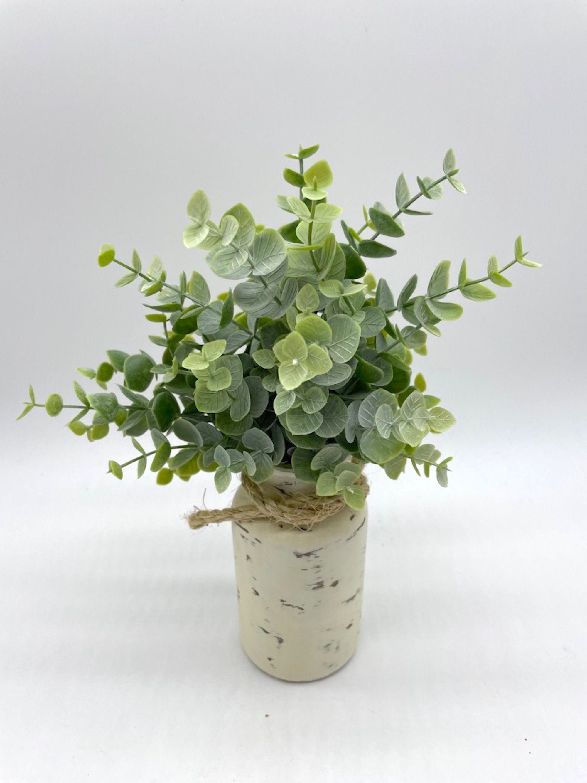 Eucalyptus Arrangement in Distressed Glass Vase Fake Plant Etsy