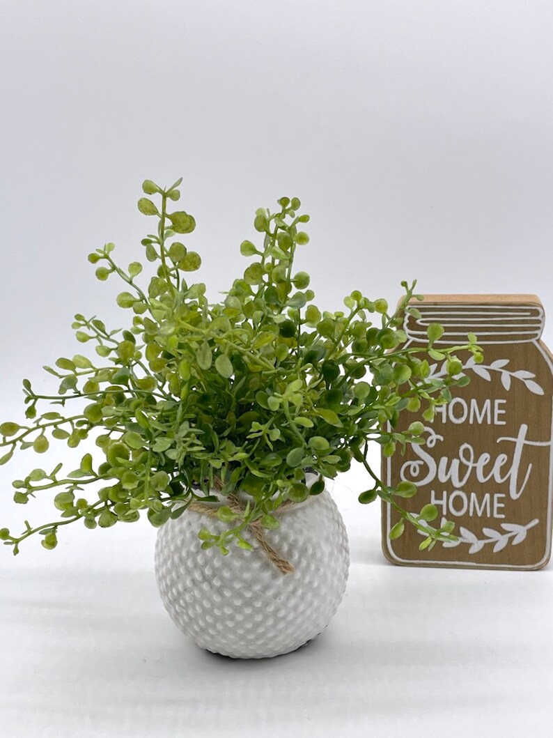 Small Fake Plant in White Ceramic Pot Artificial Plant Coffee Etsy