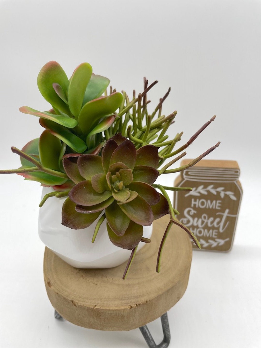 Lifelike Succulent Arrangement Small Fake Succulents Etsy