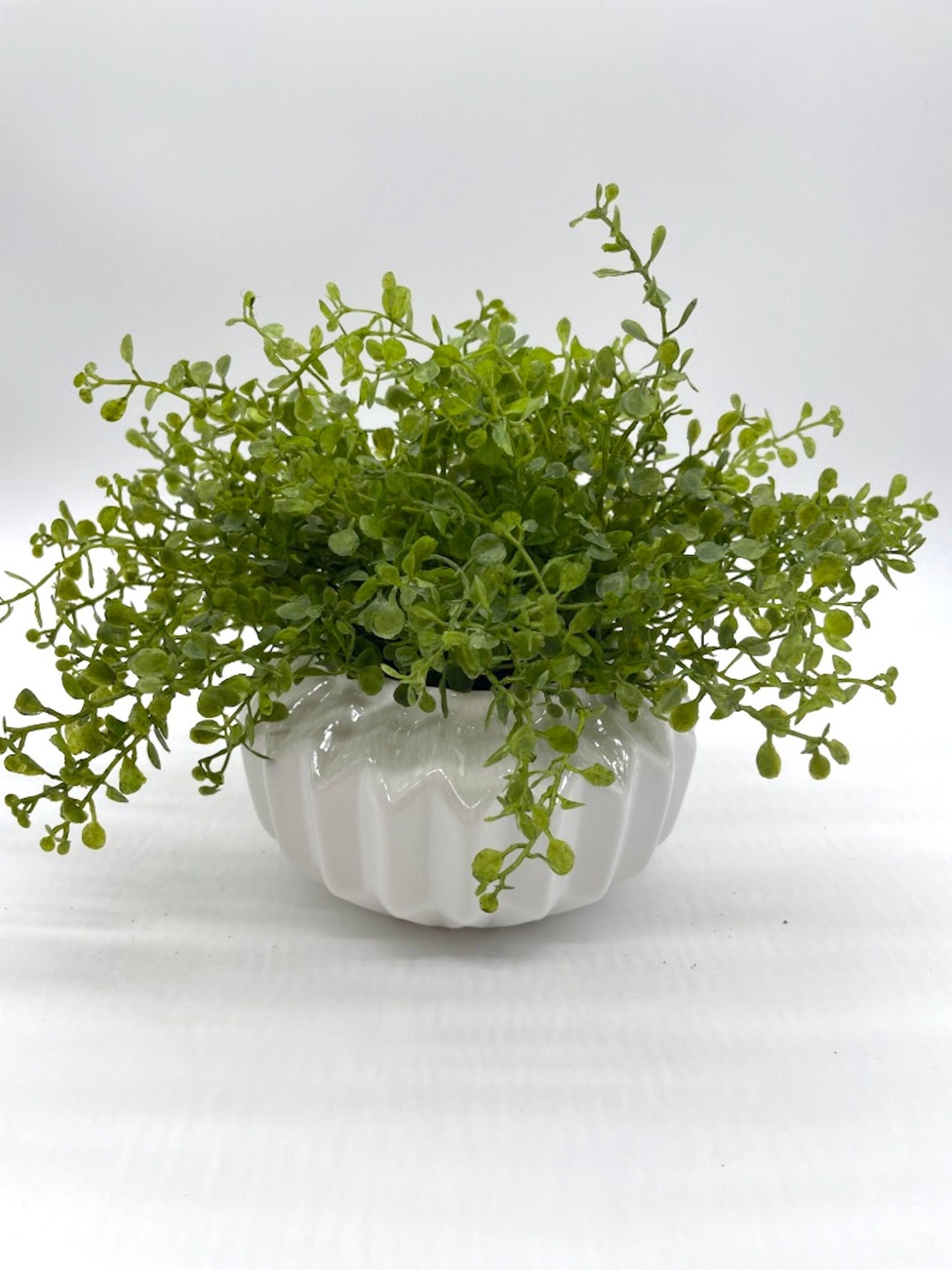 Fake Plant in White Ceramic Pot, Artificial Plants Kitchen Counter