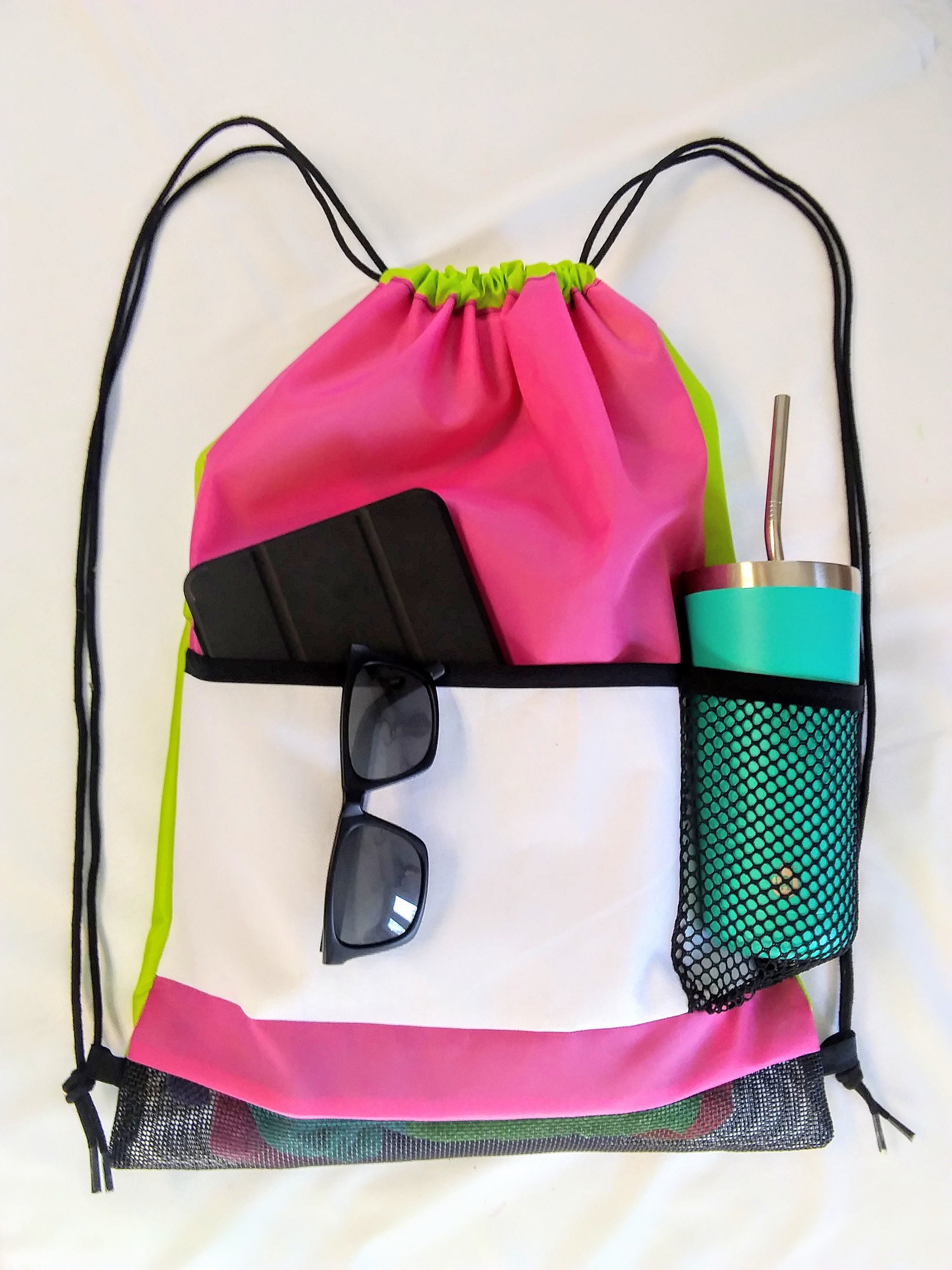 Drawstring bag with water bottle holder new arrivals