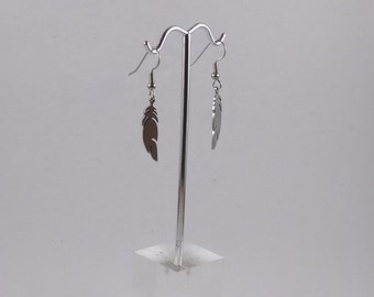 Stainless Steel Feather Charm Earring