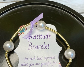 Tarnish Resistant/ Swarovski Crystal Pearl Gratitude Bracelet