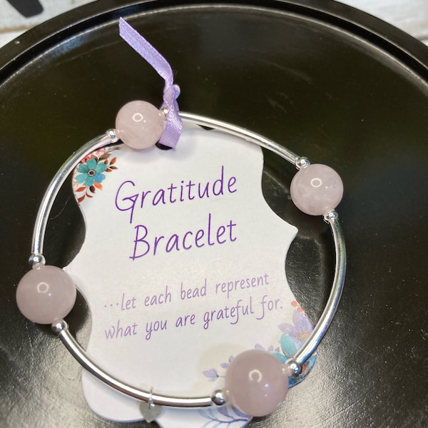 Sterling Silver Rose Quartz Gratitude Bracelet