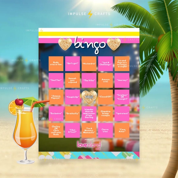 Love Island USA Season Bingo Card| Digital Download Game
