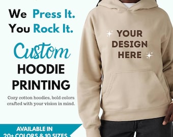 Personalisierter Hoodie mit personalisiertem Design – Individueller Text oder Logo | Unisex Hoodie | Personalisiertes Geschenk Individuell bedruckter Hoodie