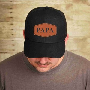 PAPA father grandparent granpa hat Leatherette Patch Hats, Logo Hats, Laser Engraved Leather Patch, Richardson 112,