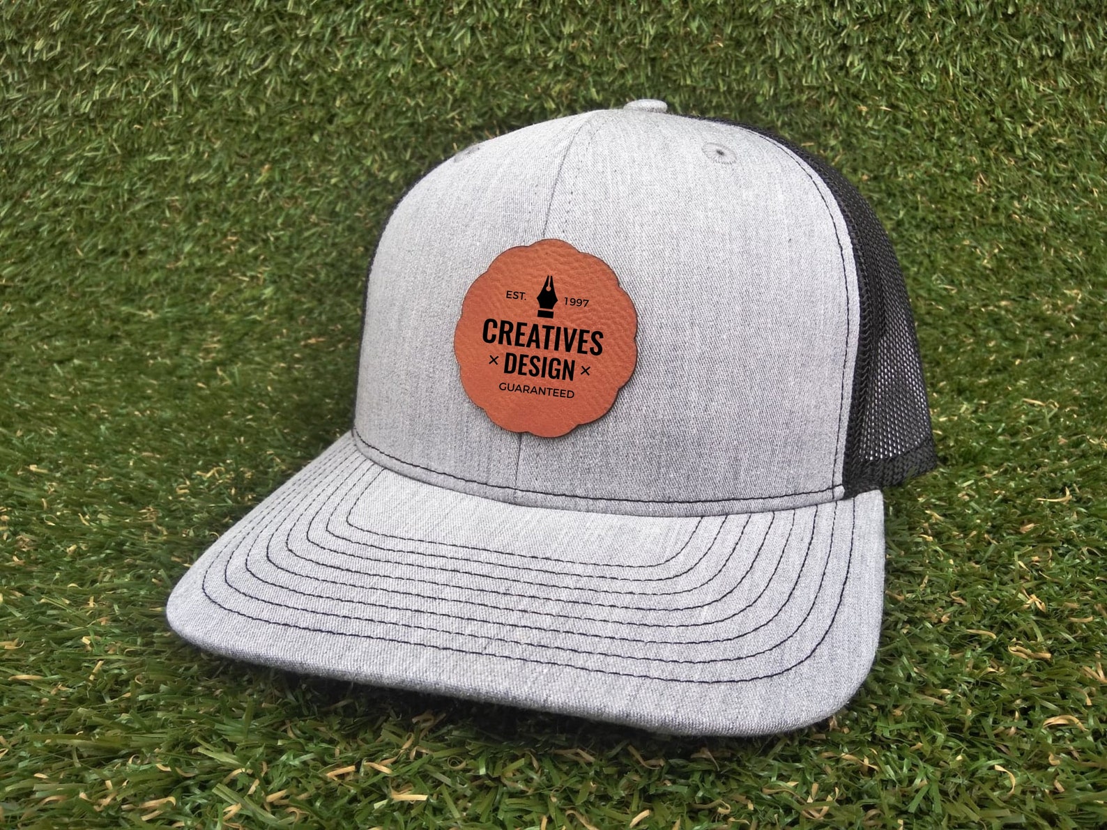 Leatherette Patch Hats Logo Hats Laser Engraved Leather Etsy