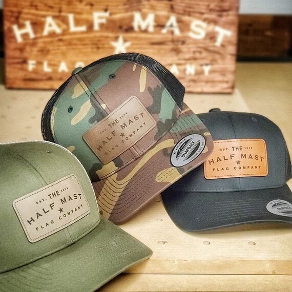 Custom Leather Patch Hats Logo Hats Laser Engraved Leather Etsy