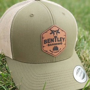 Custom Leather Patch Hat, Laser Engraved Logo, Company Hat