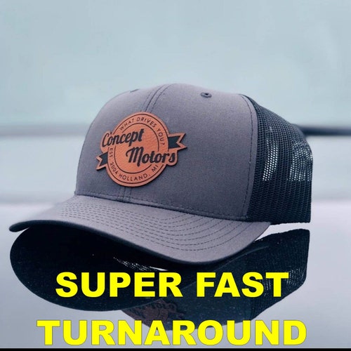 Custom Leather Patch Hats Logo Hats Laser Engraved Leather Etsy