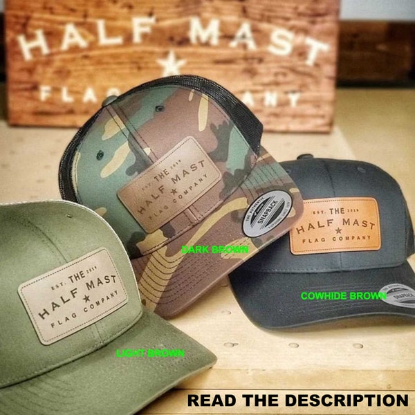 Custom Leather Patch Hats, Logo Hats, Laser Engraved Leather Patch, Company Logo Hat, Personalized Hats, Business Swag