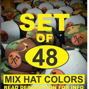 48 Leatherette Patch Hats, Laser Engraved Logo, Company Hats