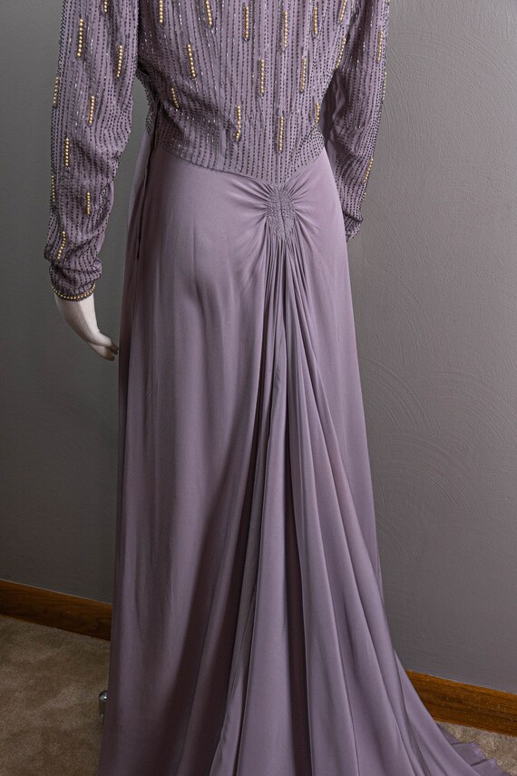 Stunning Lilac 40s Silk Crepe Trained Evening Gow… - image 6
