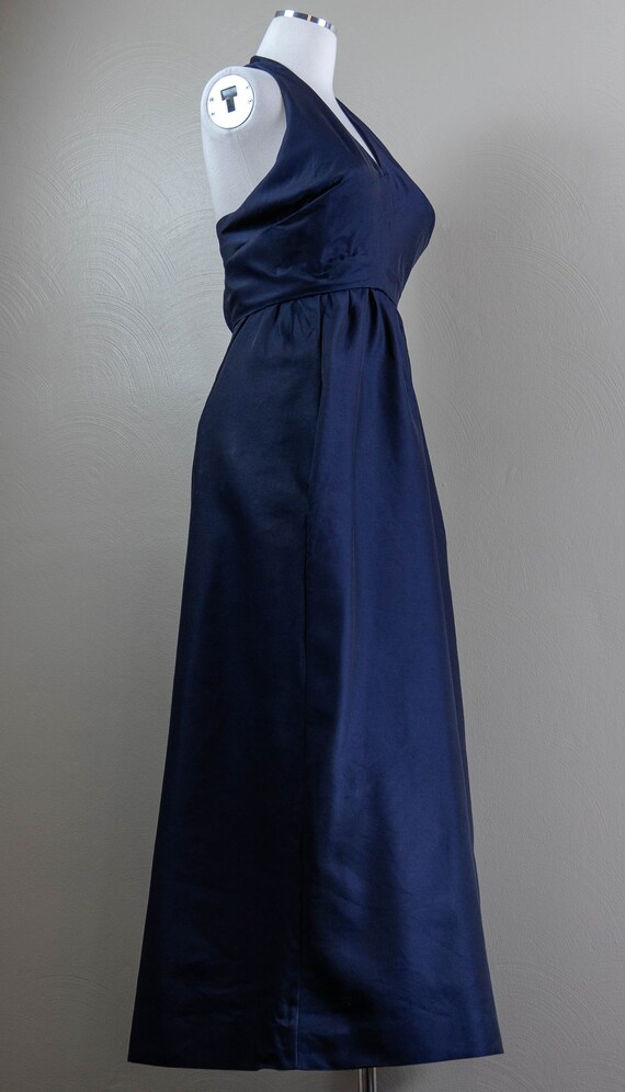 Elegant 70s Midnight Blue Gabardine Wool Halter D… - image 6