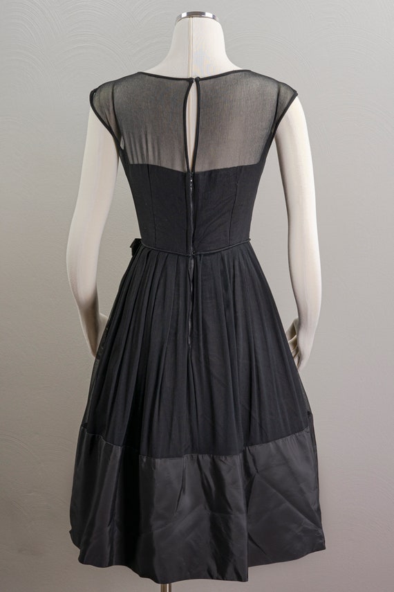 Vintage 60s little black Dress, Chiffon and taffe… - image 5