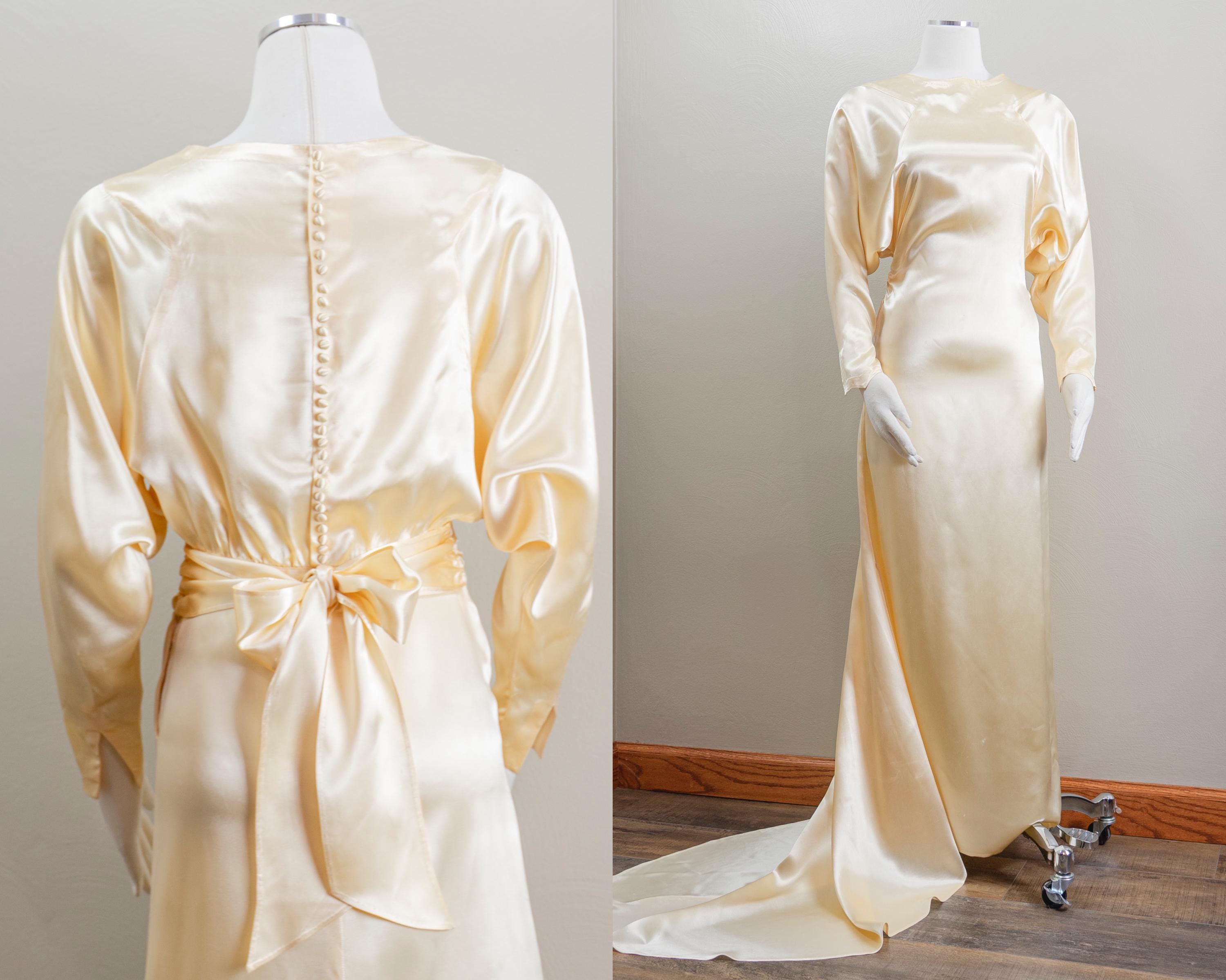 Art Deco Batwing Satin Gown