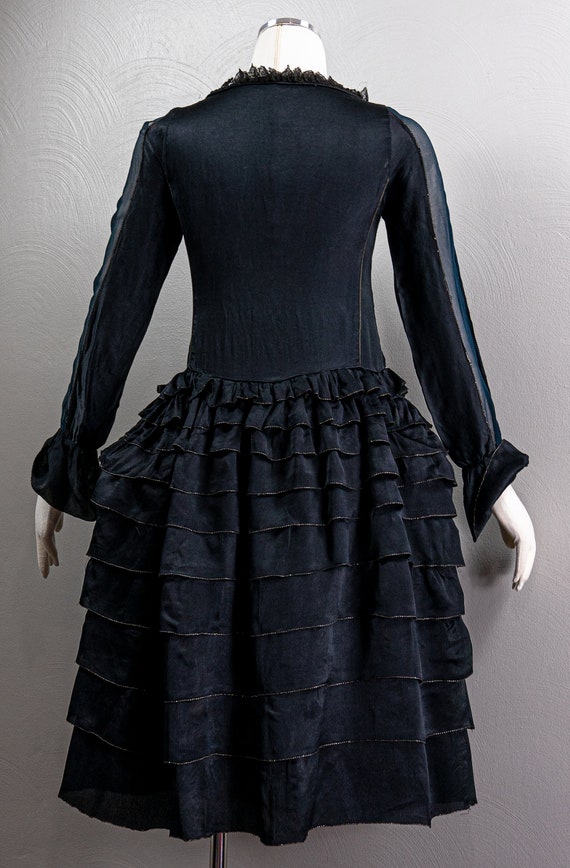 Stunning Whimsical Black Silk 20s Robe De Style D… - image 6