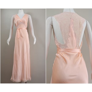 Lovely 30s/40s Pink Silk and Lace Bias-cut Nightgown, Razor Styled Back, Radelle
