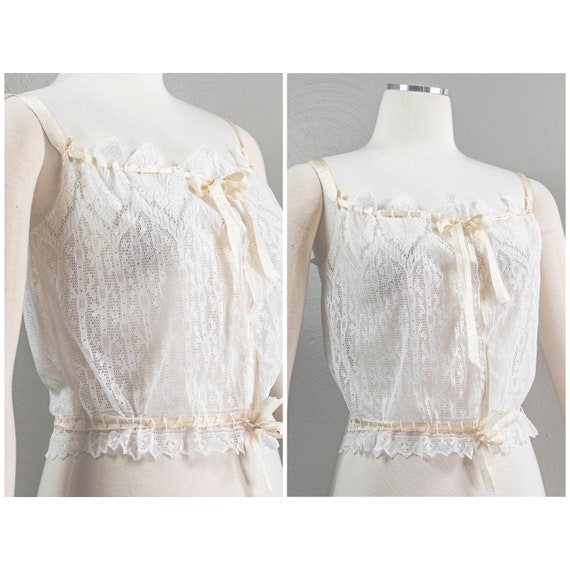 Stunning Lace 1900s-1910s Corset Cover, Silk Polka-dotted 