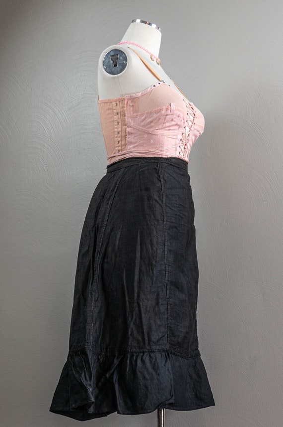 Antique Black Mourning Cotton Short Petticoat, As… - image 3
