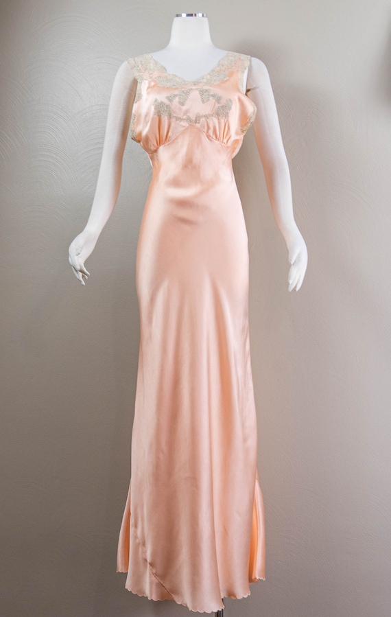 Lovely 30s/40s Pink Hand Sewn Silk Nightgown, Bia… - image 2