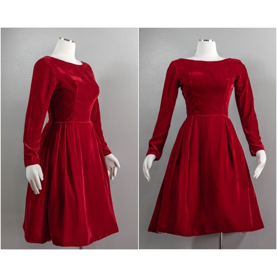 Sumptuous 50s 60s Red Velvet Party Dress Full Circle Skirt Holiday Dress Vintage Etsy Canada