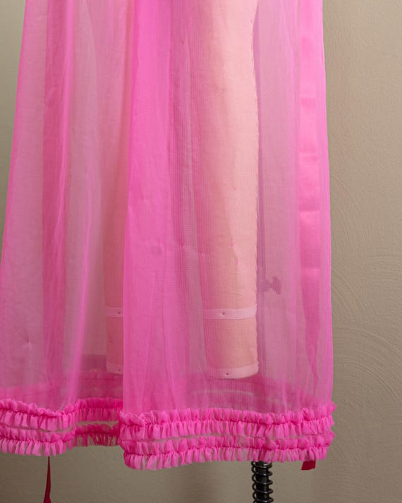 60s/70s Hot Pink Sheer Nylon Lingerie Set, Pajama… - image 10
