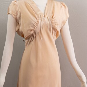 Dusty Rose 40s Barbizon Nightgown, Puffed Cape Sleeves, Slip Dress, Large Size. image 5