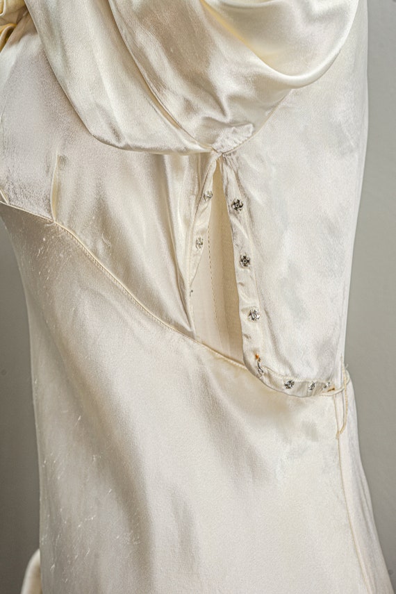 Wonderful 30s Crepe Backed Satin Cream Wedding Go… - image 10