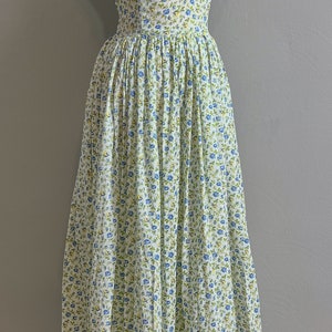 Darling 30s/40s Blue and Yellow Rose Printed Cotton Summer Dress ...