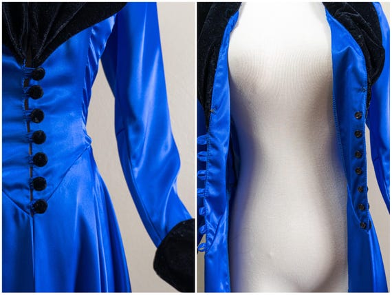 80s/90s Trashy Lingerie Royal Blue Satin Dressing… - image 9