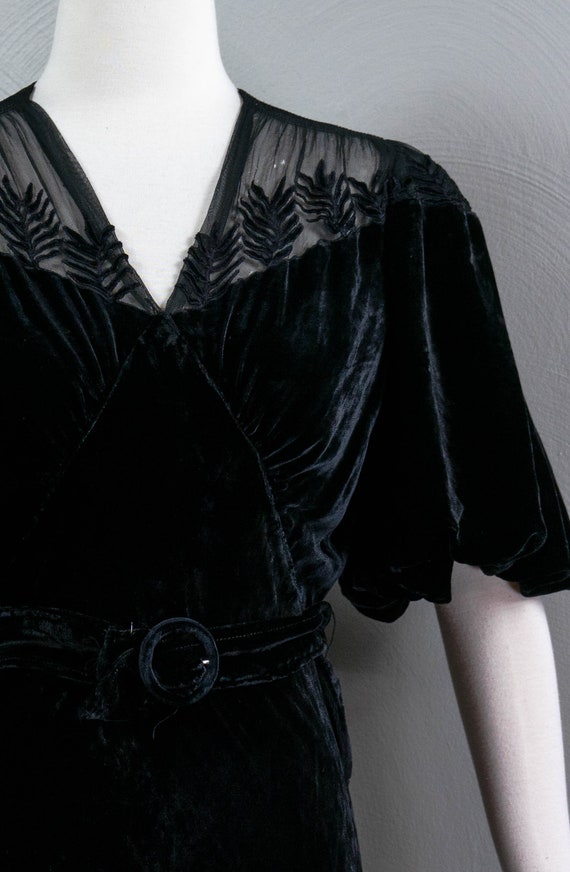 Stunning Slinky 30s Black Silk Velvet Evening Gow… - image 9