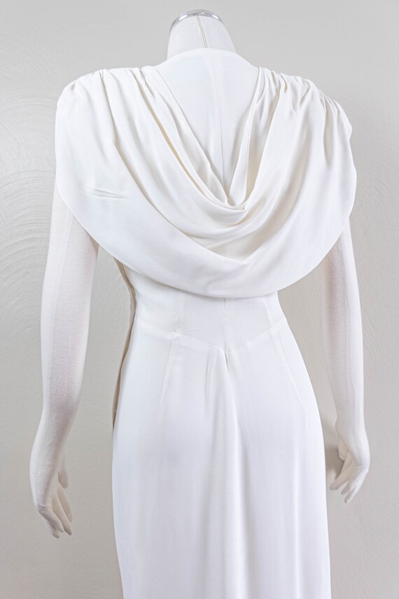 Amazing 40s White Crepe Rayon Gown with Swag or H… - image 9