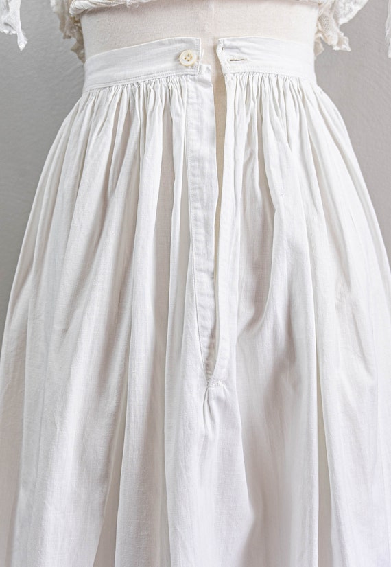 Lovely Antique White Linen Petticoat, Eyelet Lace… - image 6